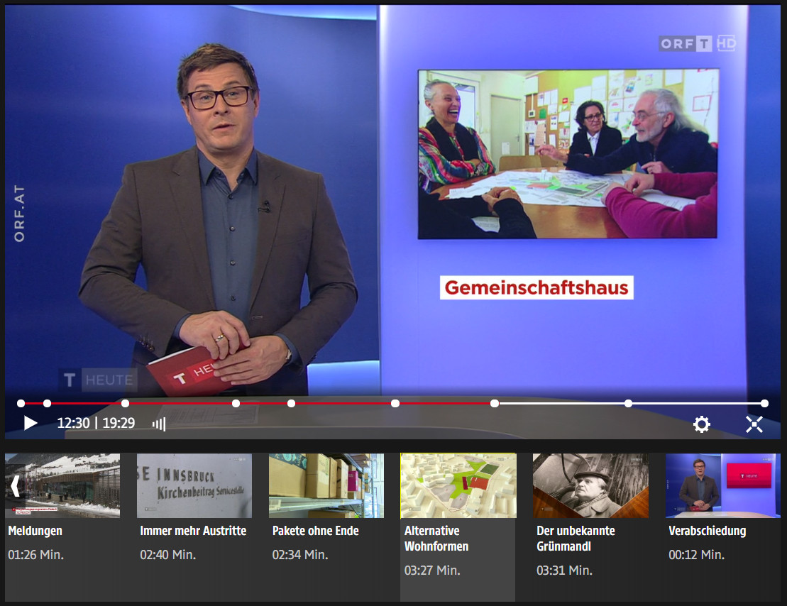 Vernetzt Wohnen in ORF Tirol heute 2019 11 14 Screenshot
